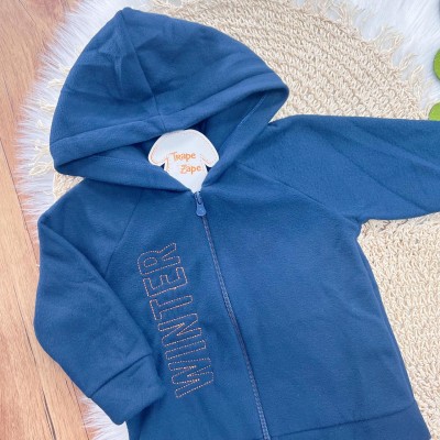 Conj. Jaqueta Winter em Fleece com Capuz e Calça de Moletom - Marinho e Marinho